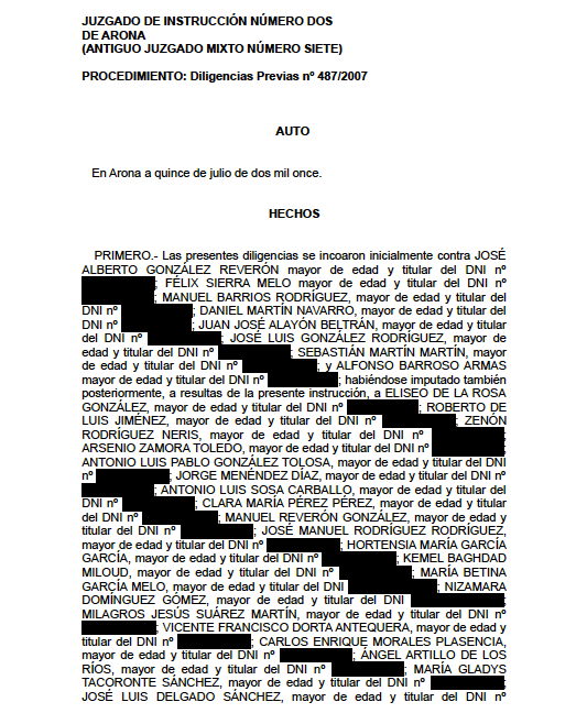 Portada Auto Cierre Instrucción Caso Arona