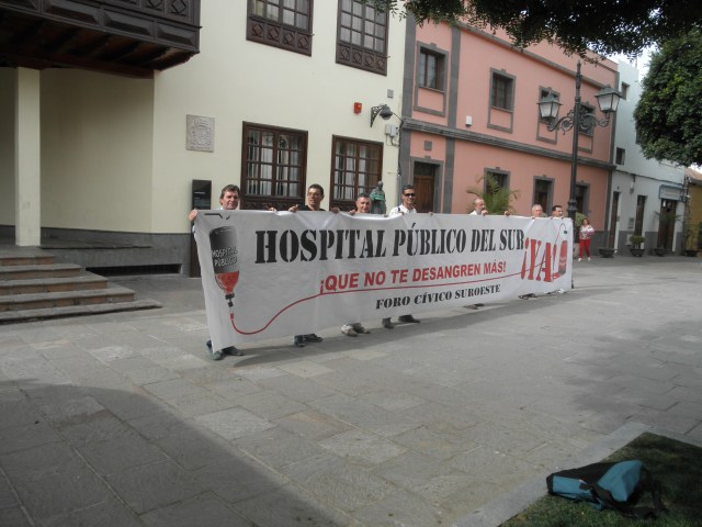 PP, SSP, CxA, pancarta pro hospital Foro Cívico del Sur