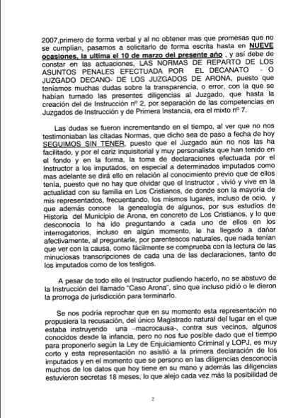 Recurso acusados Caso Arona, 2