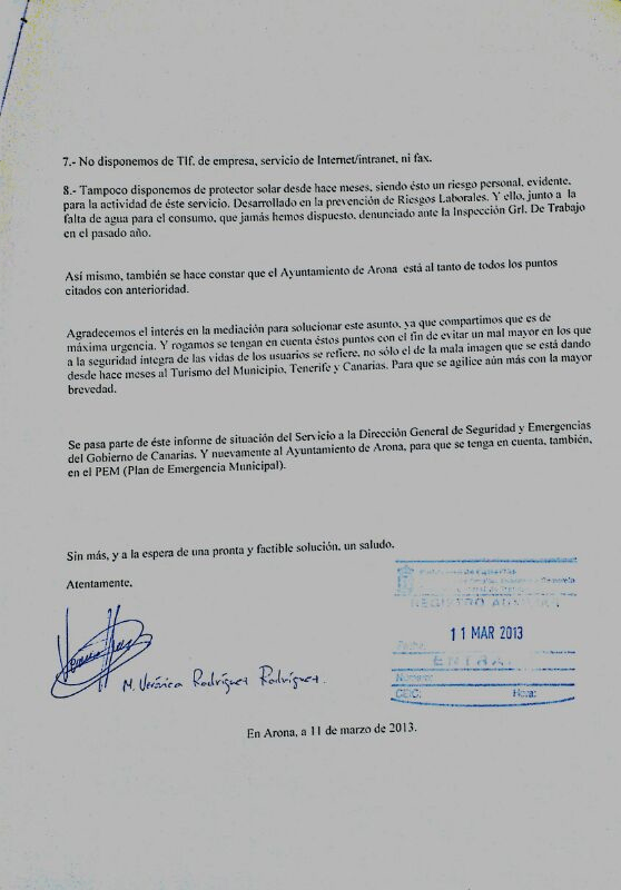 Denuncia precariedad Servicio Socorrismo Arona ante Inspección de trabajo,2