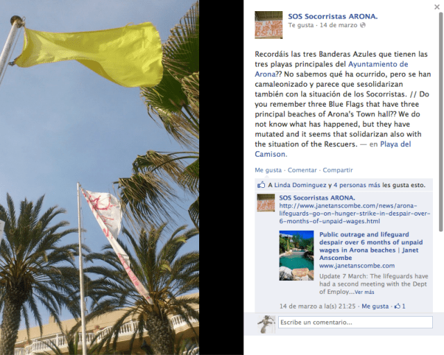 Desaparecen las tres banderas azules de las playas de Arona. ¡Han mutado al amarillo!