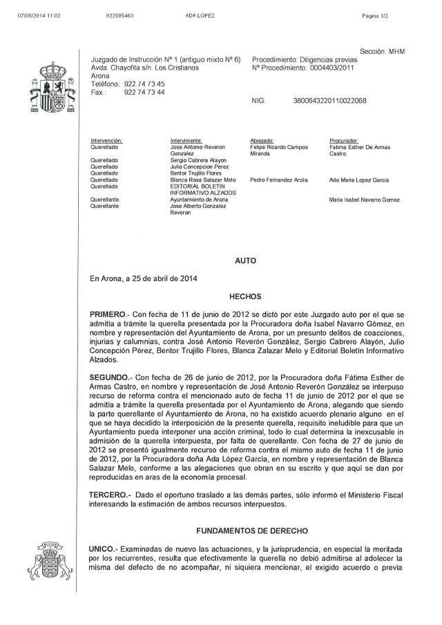 Auto de archivo querella Ayuntamiento Arona contra activistas anticorrupcion_Página_1