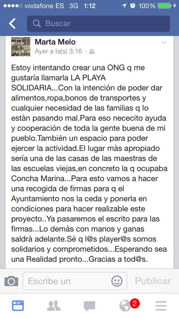 Mensaje marta melo, ONG